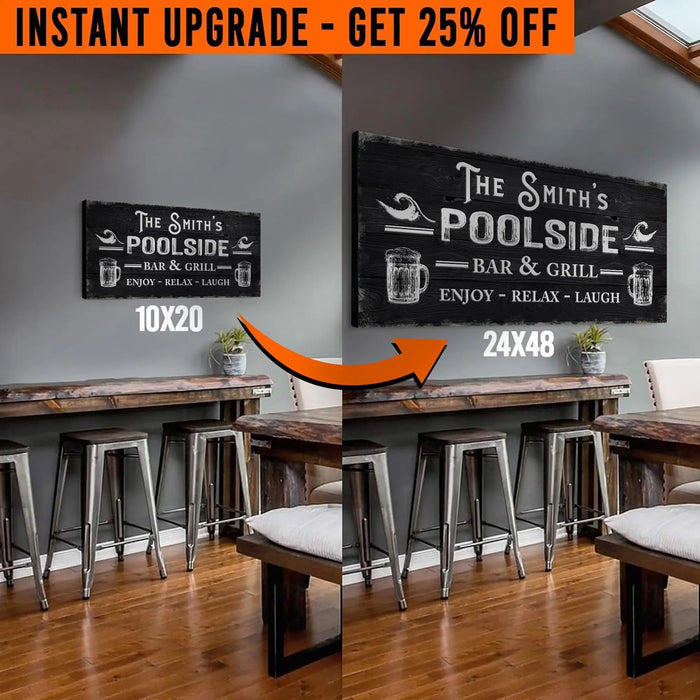 Upgrade Your 20x10 Inches 'Personalized Poolside Bar And Grill' (Style 3) Canvas To 48x24 Inches by Tailored Canvases