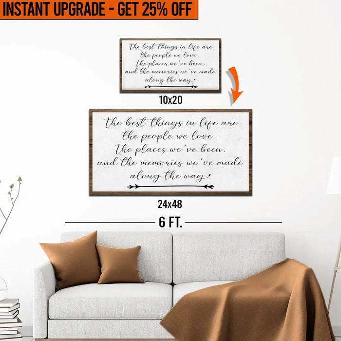 Upgrade Your 20x10 Inches 'The Best Things In Life II' (Style 1) Canvas To 48x24 Inches by Tailored Canvases