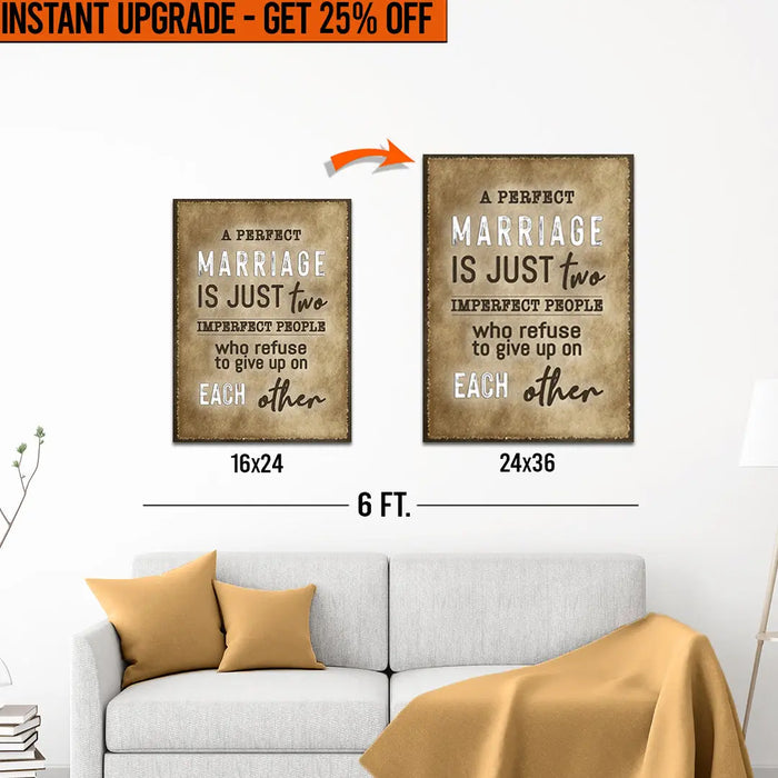 Upgrade Your 24x16 Inches 'A Perfect Marriage' Canvas To 36x24 Inches by Tailored Canvases