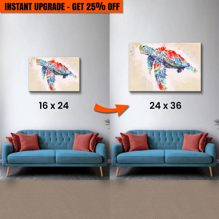 Upgrade Your 24x16 Inches 'Coral Reef Sea Turtle Watercolor' Canvas To 36x24 Inches by Tailored Canvases