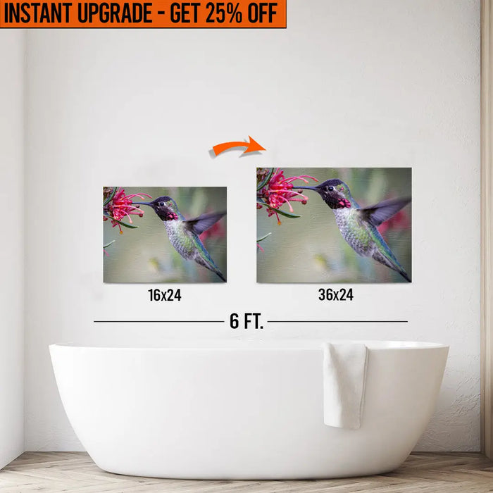 Upgrade Your 24x16 Inches 'Hummingbird Spring' Canvas To 36x24 Inches by Tailored Canvases