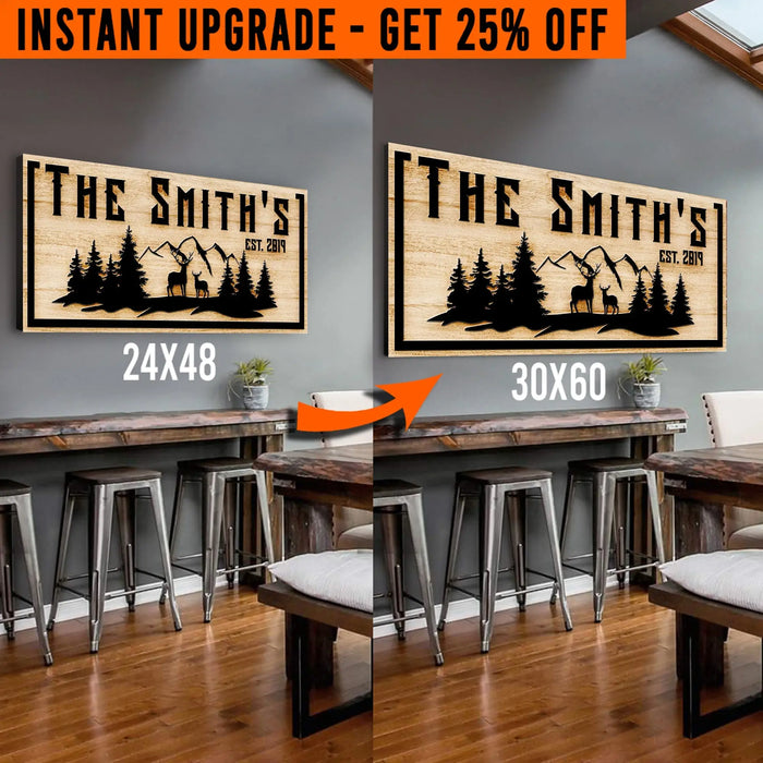Upgrade Your 24x48 Inches 'Family Mountain Sign' (Style 3) Canvas To 60x30 Inches by Tailored Canvases