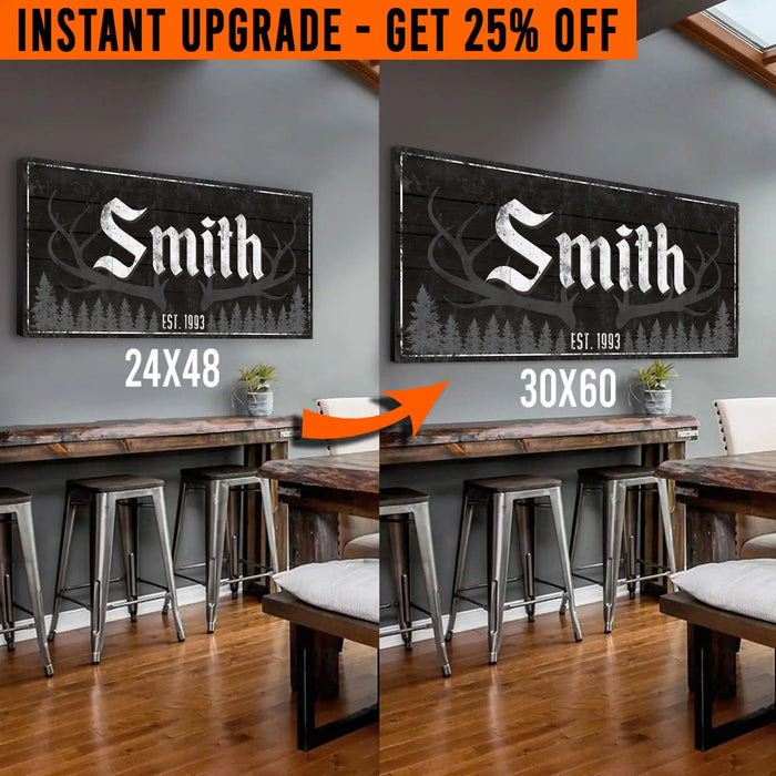 Upgrade Your 24x48 Inches 'Rustic Family Antler' (Style 3) Canvas To 60x30 Inches by Tailored Canvases
