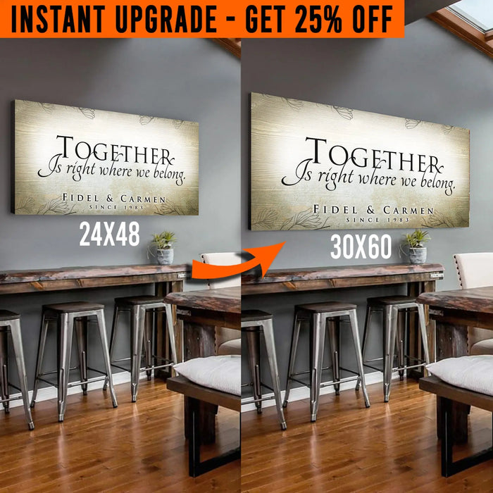 Upgrade Your 24x48 Inches 'Together' (Style 3) Canvas To 60x30 Inches by Tailored Canvases
