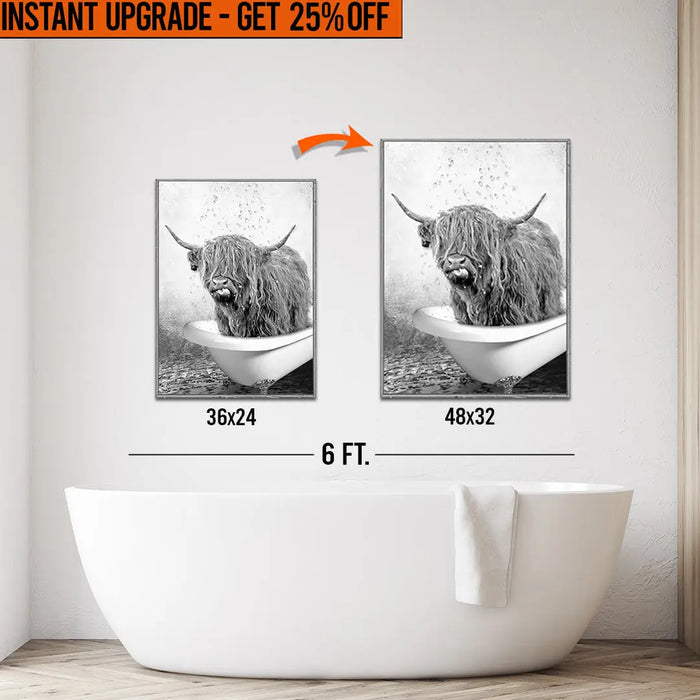 Upgrade Your 36x24 Inches 'Highland Cattle Bath' Canvas To 48x32 Inches by Tailored Canvases
