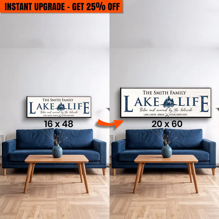 Upgrade Your 48x16 Inches Canvas 'Lake Life' To 60x20 Inches Canvas by Tailored Canvases