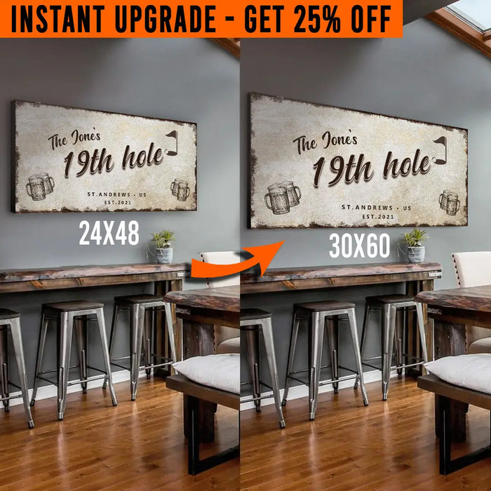 Upgrade Your 48x24 Inches '19th Hole Golf' (Style 3) Canvas To 60x30 Inches by Tailored Canvases