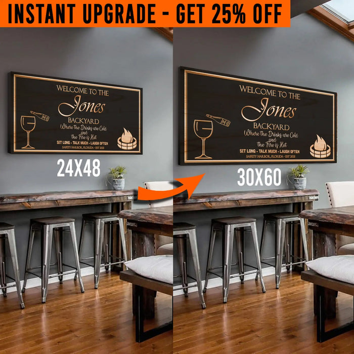 Upgrade Your 48x24 Inches 'Backyard Sign (Style 2) Canvas To 60x30 Inches by Tailored Canvases