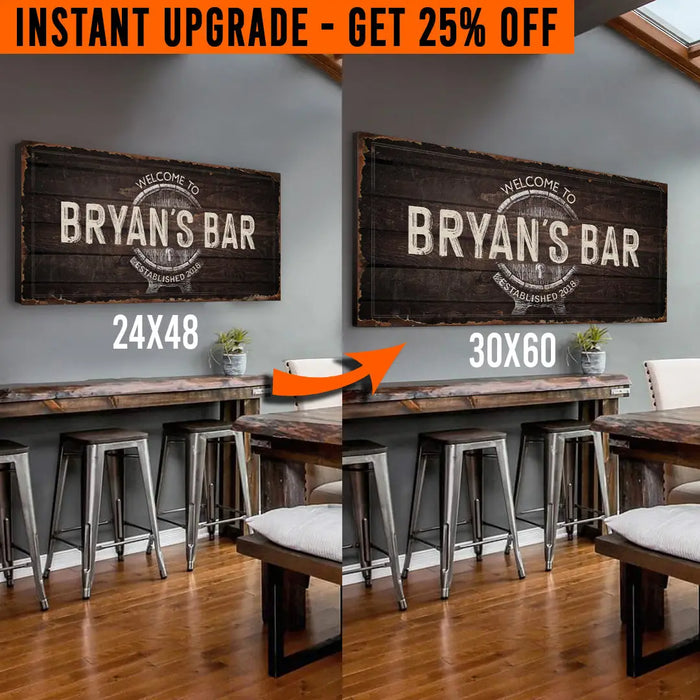 Upgrade Your 48x24 Inches 'Beer Barrel Bar' (Style 3) Canvas To 60x30 Inches by Tailored Canvases