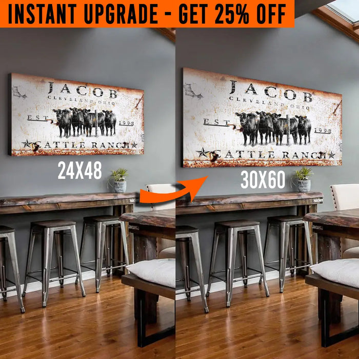 Upgrade Your 48x24 Inches 'Cattle Ranch' (Style 3) Canvas To 60x30 Inches by Tailored Canvases