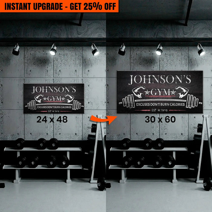 Upgrade Your 48x24 Inches 'Gym Sign II' Canvas To 60x30 Inches Canvas by Tailored Canvases