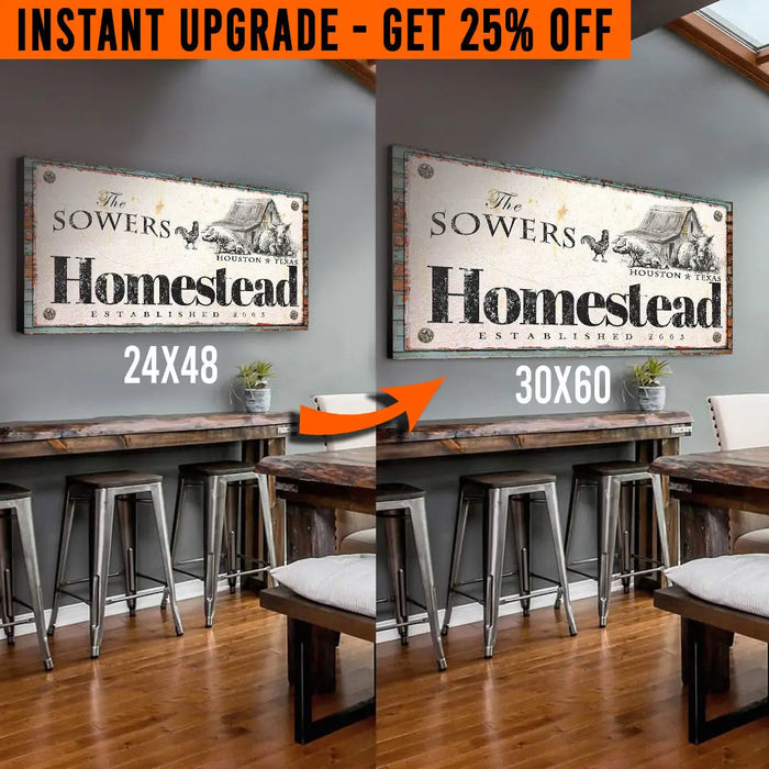Upgrade Your 48x24 Inches 'Homestead' (Style 2) Canvas To 60x30 Inches by Tailored Canvases