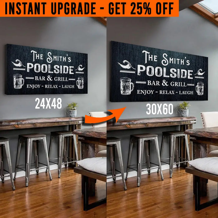 Upgrade Your 48x24 Inches 'Personalized Poolside Bar And Grill' (Style 2) Canvas To 60x30 Inches by Tailored Canvases