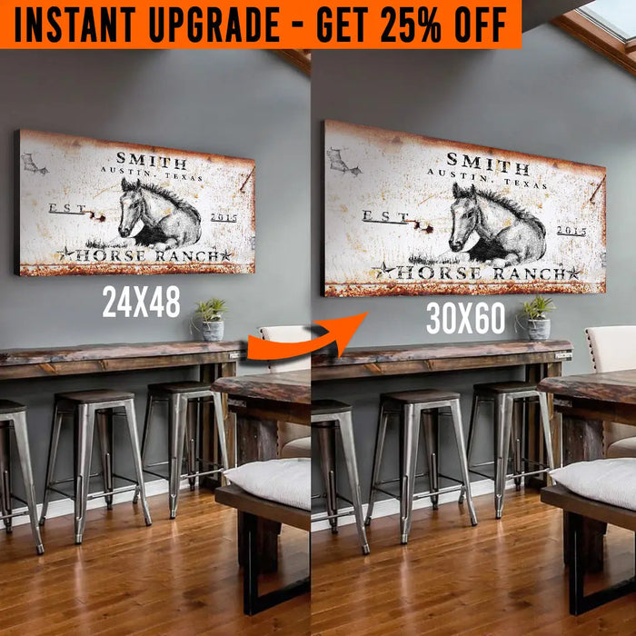Upgrade Your 48x24 Inches 'Rustic Horse Ranch' (Style 3) Canvas To 60x30 Inches by Tailored Canvases