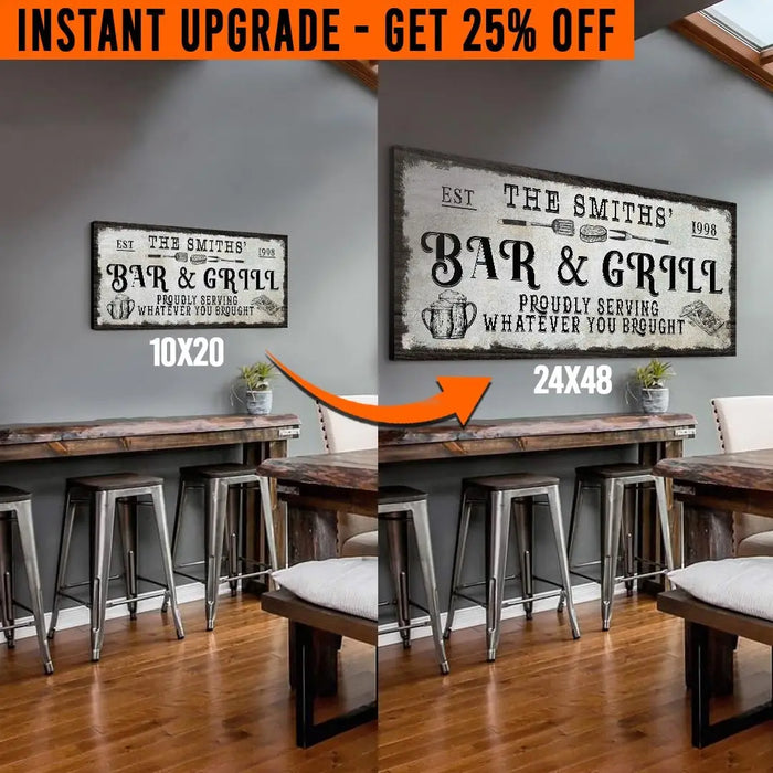 Upgrade Your 'Bar & Grill' (Style 3) Canvas To 24x48 Inches by Tailored Canvases
