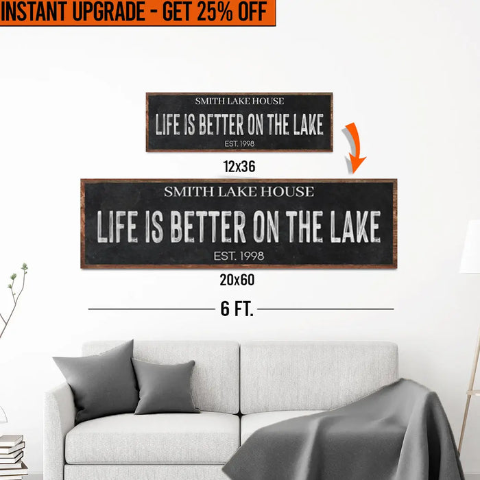 Upgrade Your 'Life Is Better On The Lake' (Style 3) Canvas To 20x60 Inches by Tailored Canvases