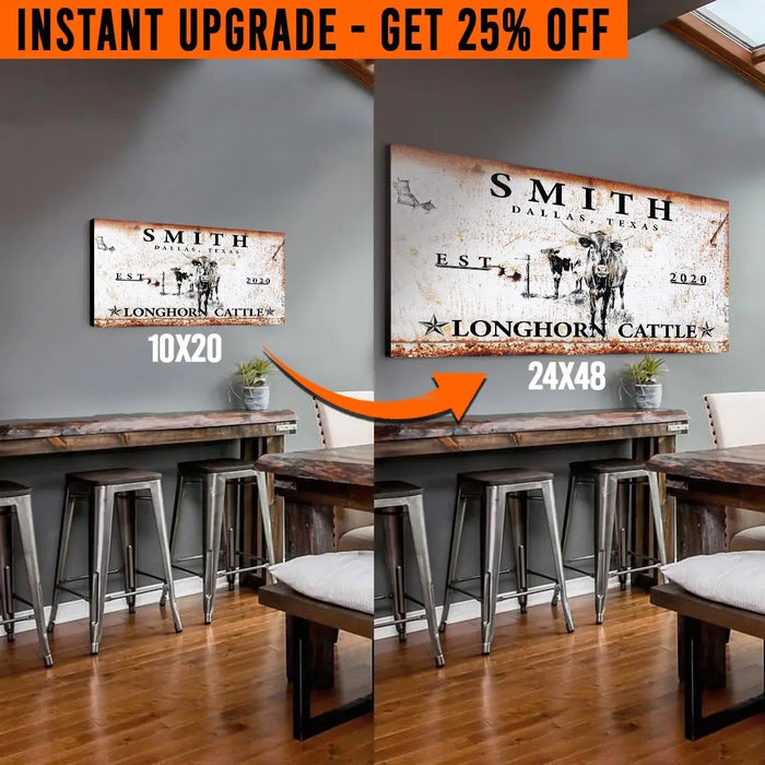 Upgrade Your 'Long Horn' (Style 2) Canvas To 24x48 Inches by Tailored Canvases