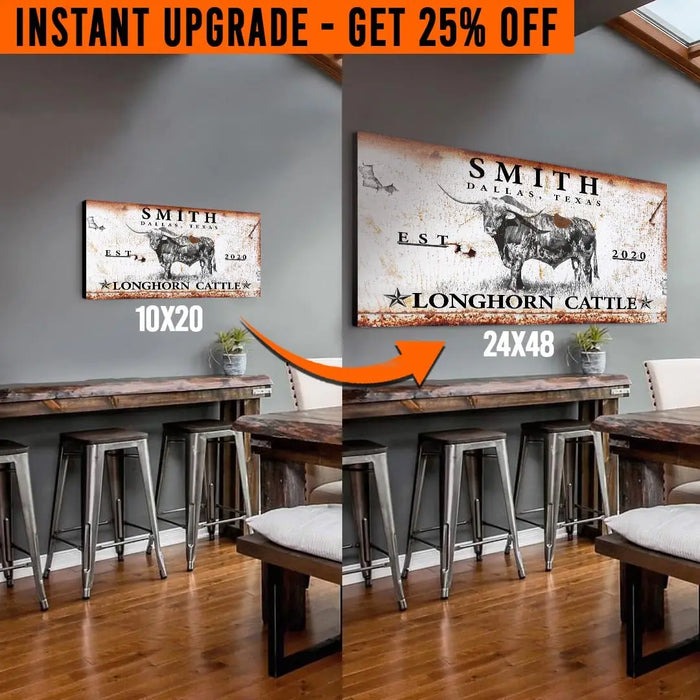 Upgrade Your 'Long Horn' (Style 3) Canvas To 24x48 Inches by Tailored Canvases