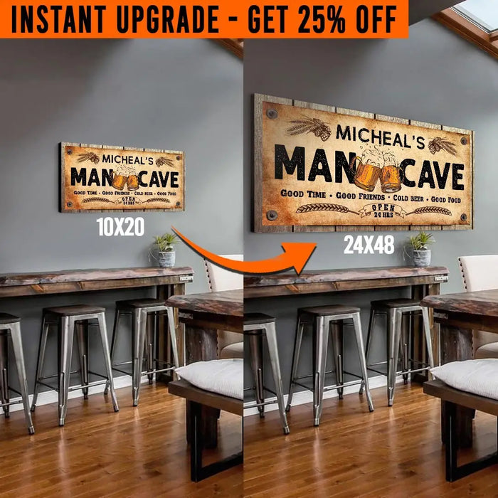 Upgrade Your 'Man Cave' (Style 3) Canvas To 24x48 Inches by Tailored Canvases