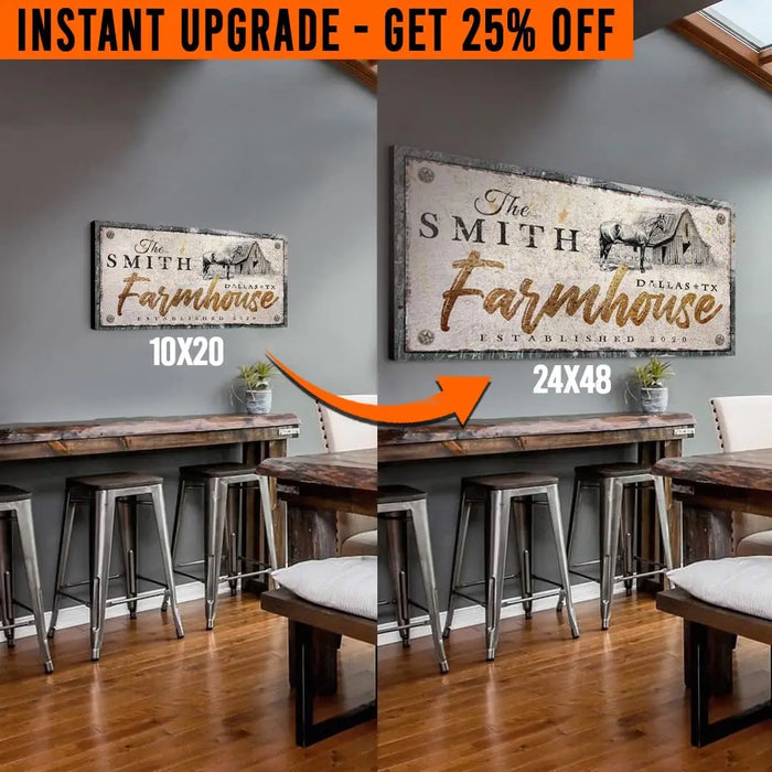 Upgrade Your 'Rustic Horse Farmhouse' (Style 3) Canvas To 24x48 Inches by Tailored Canvases