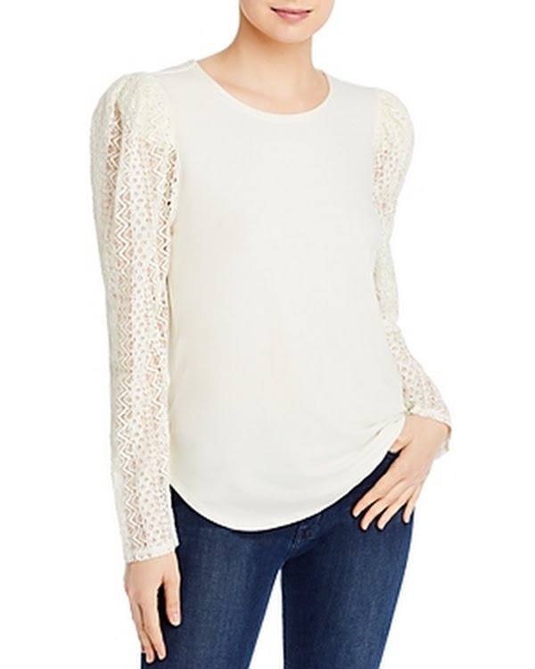 Cupio Lace Puff Sleeve Top, Size Large by Vanessa Jane