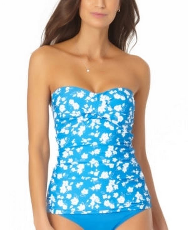 Anne Cole Womens Twist Front Shirred Bandeau Tankini Swim Top by Vanessa Jane