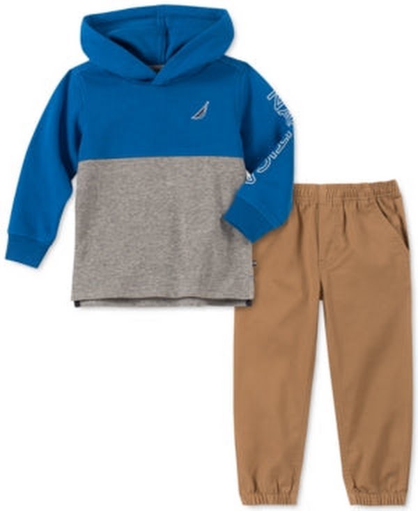Nautica Little Boys 2-Pc. Colorblocked Hoodie & Twill Pants Set, Size 6 by Vanessa Jane