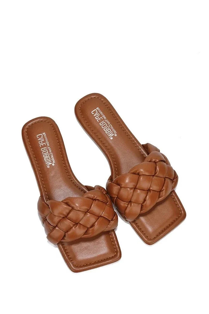 Slide Sandals: Vanessa Gyrl - British Tan by The House of Stylez