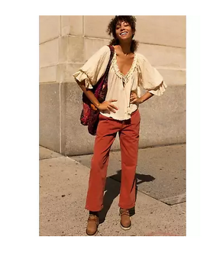 Free People Relaxed Boyfriend Chino Pants by Free People, Rust Worthy, 24 by Vanessa Jane