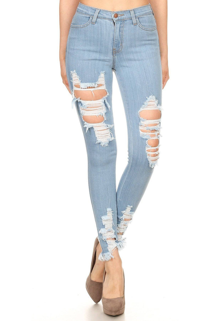 {{P1213}} Distressed Bottom Skinny Jeans {3 Colors Available} by The House of Stylez
