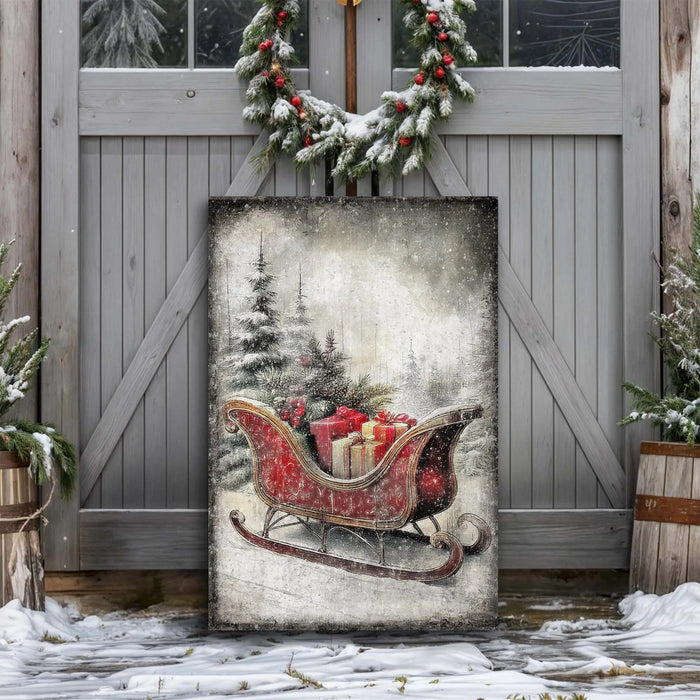 Vintage Christmas Sleigh Sled Wall Art VI by Tailored Canvases