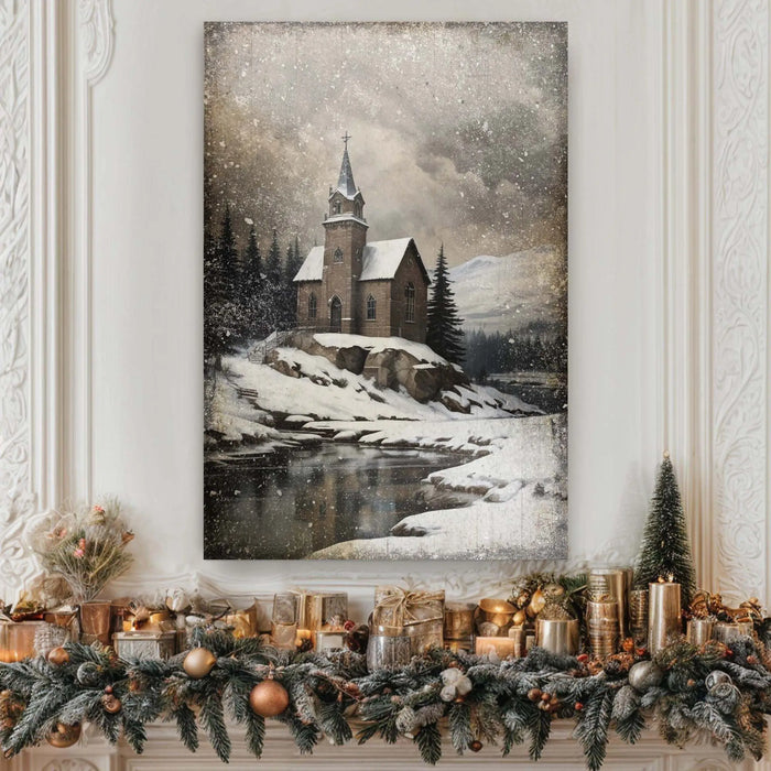 Vintage Church Christmas Wall Art II by Tailored Canvases