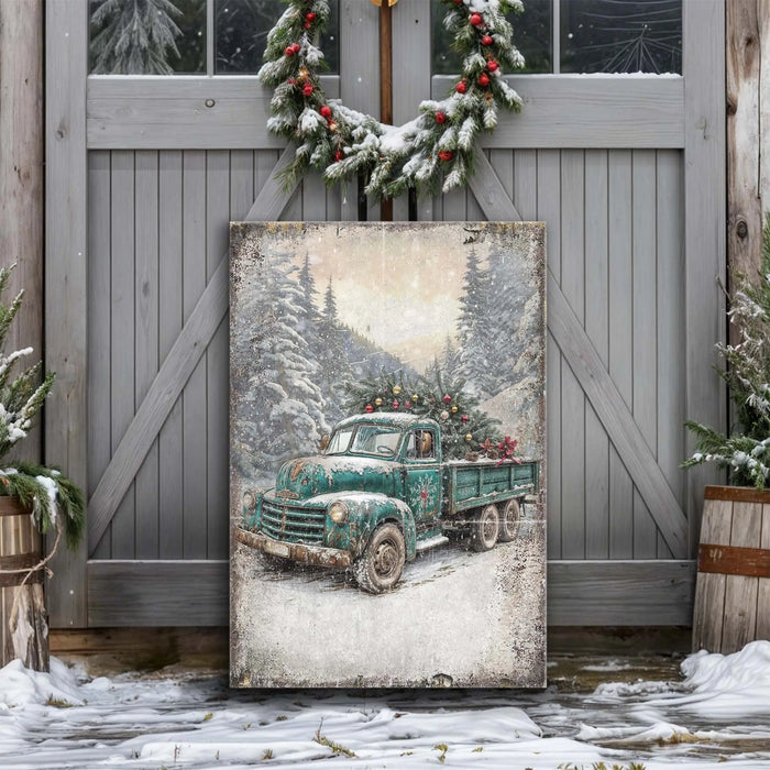 Vintage Truck With Christmas Tree Wall Art by Tailored Canvases