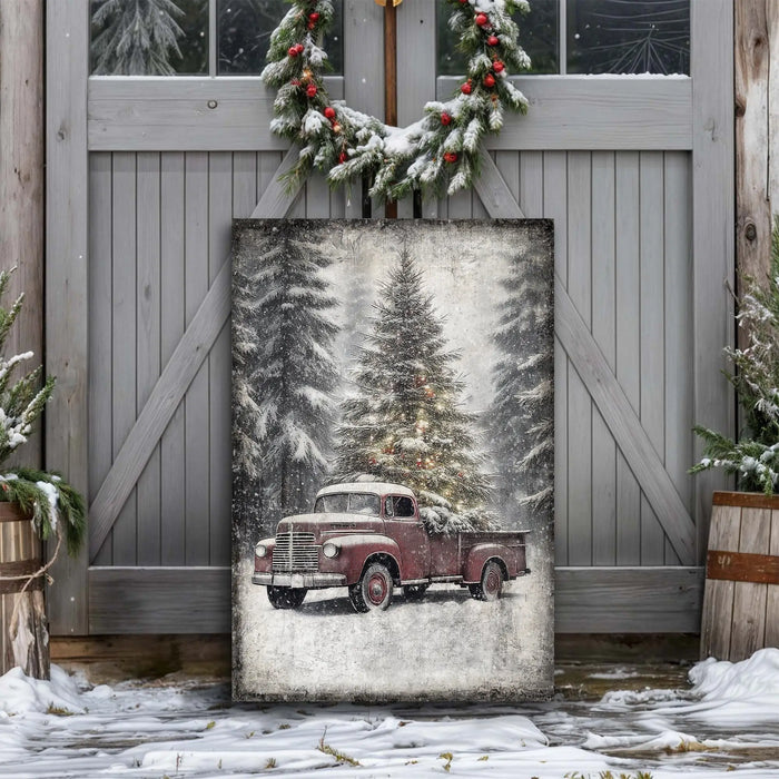 Vintage Truck With Christmas Tree Wall Art III by Tailored Canvases