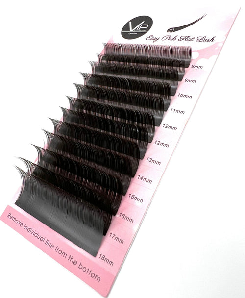 VIP Easy Pick Flat Lash Extensions 0.15 mm C Curl | 12-Line Mix Tray