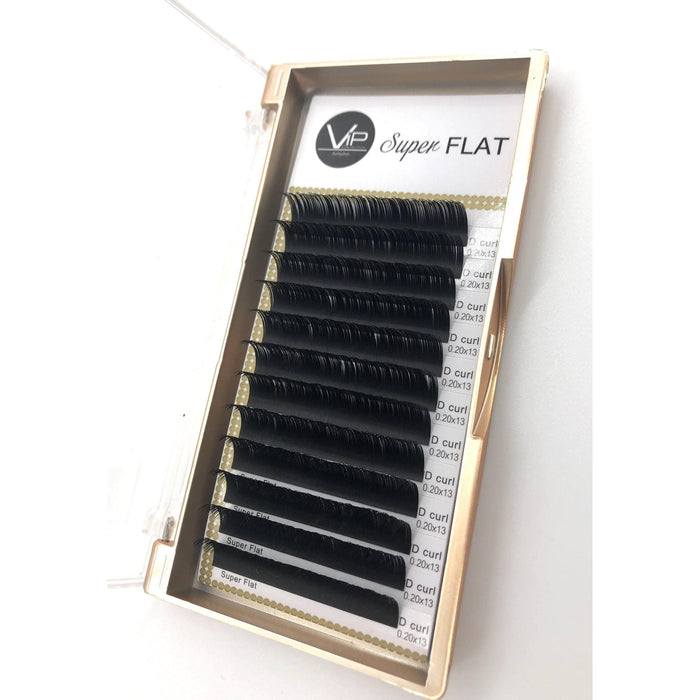 VIP Super Flat Lash Extensions 0.20 mm D Curl | 12-Line Tray