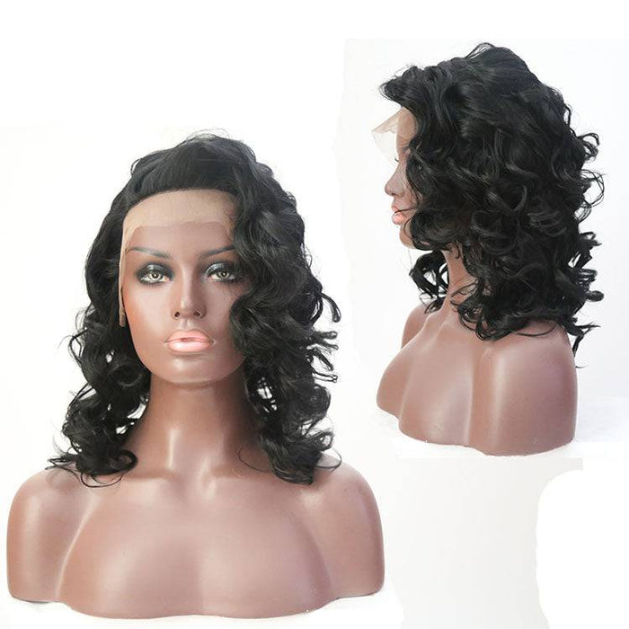 VIP Extensions Off Black Loose Curl Bob Synthetic Lace Front Wig 18" 1B (50)