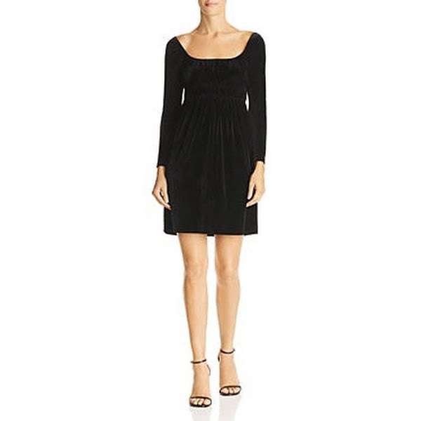 Aqua Women's Smocked Velvet Dress, Black, Size Small by Vanessa Jane