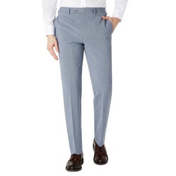 Lauren Ralph Lauren Mens Classic-Fit Gray/Blue Mini-Check Dress Pants, 38WX34 by Vanessa Jane