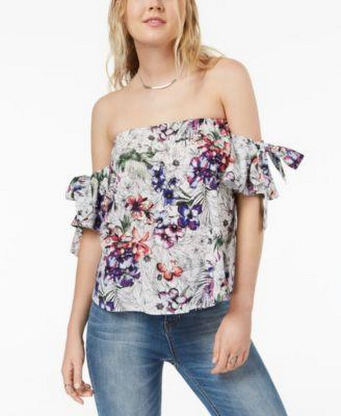 Gypsies & Moondust Juniorsft Off-The-Shoulder Tie-Sleeve Top, Size Small by Vanessa Jane