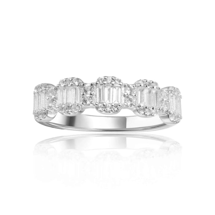 White Topaz Chunky Baguette Ring by Fine Color Jewels