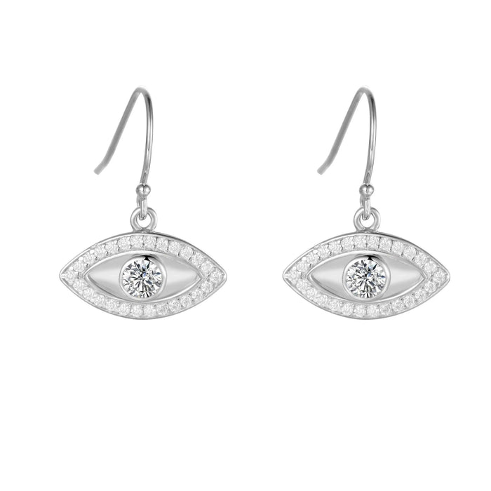 White Topaz Evil Eye Earrings by Fine Color Jewels