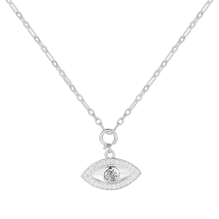 White Topaz Evil Eye Necklace by Fine Color Jewels