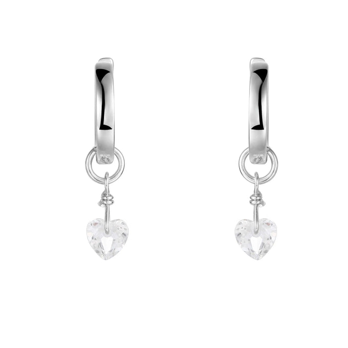White Topaz Heart Earrings by Fine Color Jewels