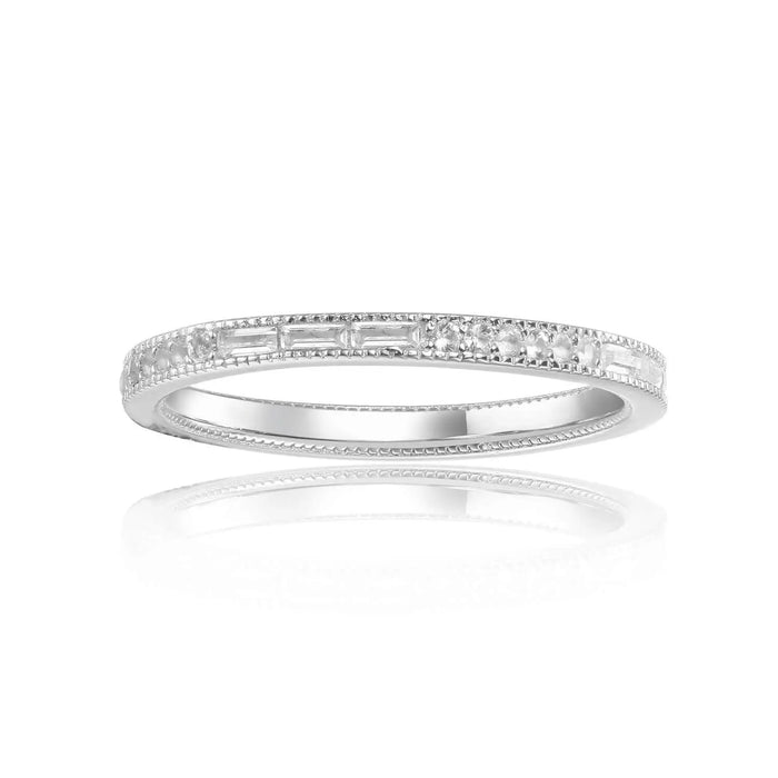 White Topaz Light Baguette Ring by Fine Color Jewels