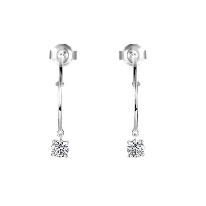White Topaz Open Hoop Earrings by Fine Color Jewels