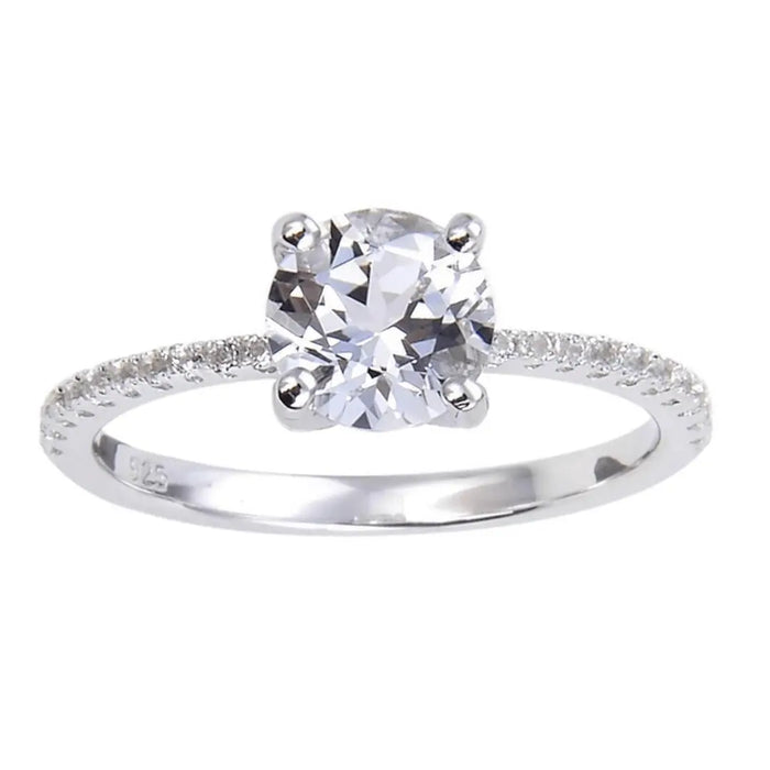 White Topaz Pave Engagement Ring by Fine Color Jewels