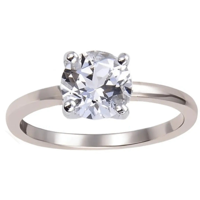 White Topaz Solitaire Engagement Ring by Fine Color Jewels