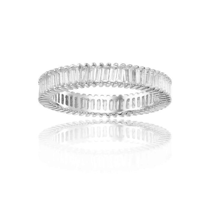 White Topaz Veritcal Baguette Eternity Ring by Fine Color Jewels