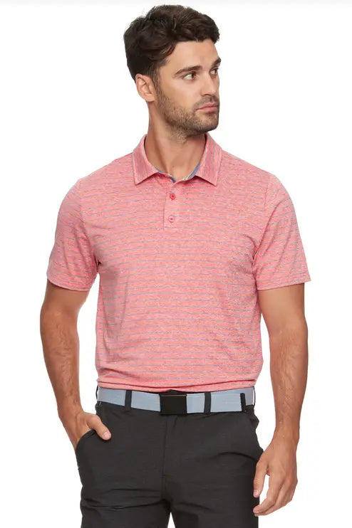 Wilmington Stripe Performance Polo - Red by Boutique 23